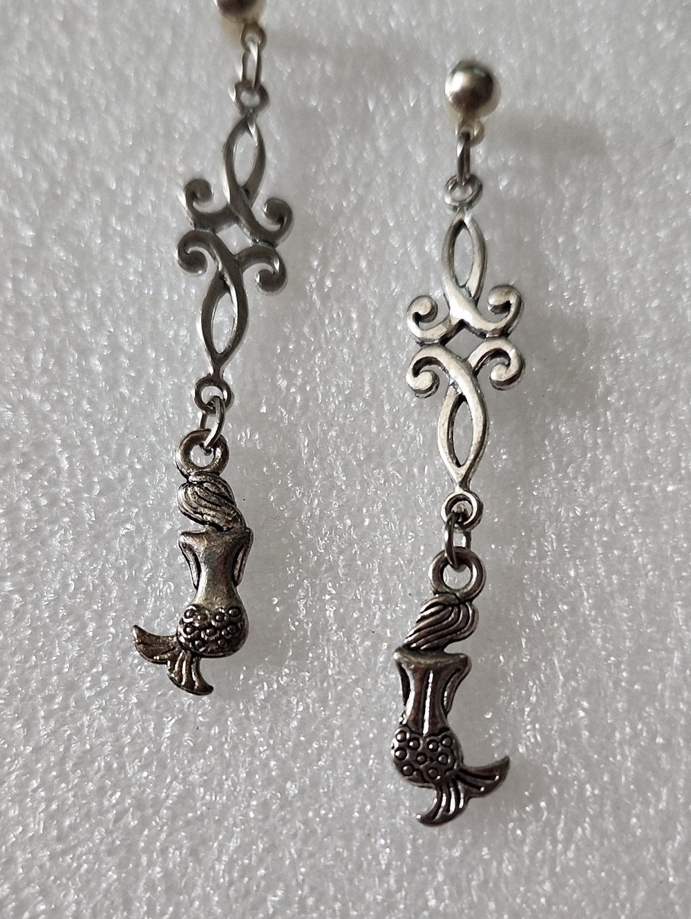 Hand Crafted Silver-Tone Mermaid Dangle Earrings